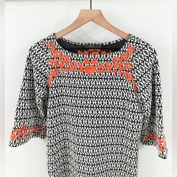 THML Black & White Embroidered Dress Size XS - Picture 3 of 6